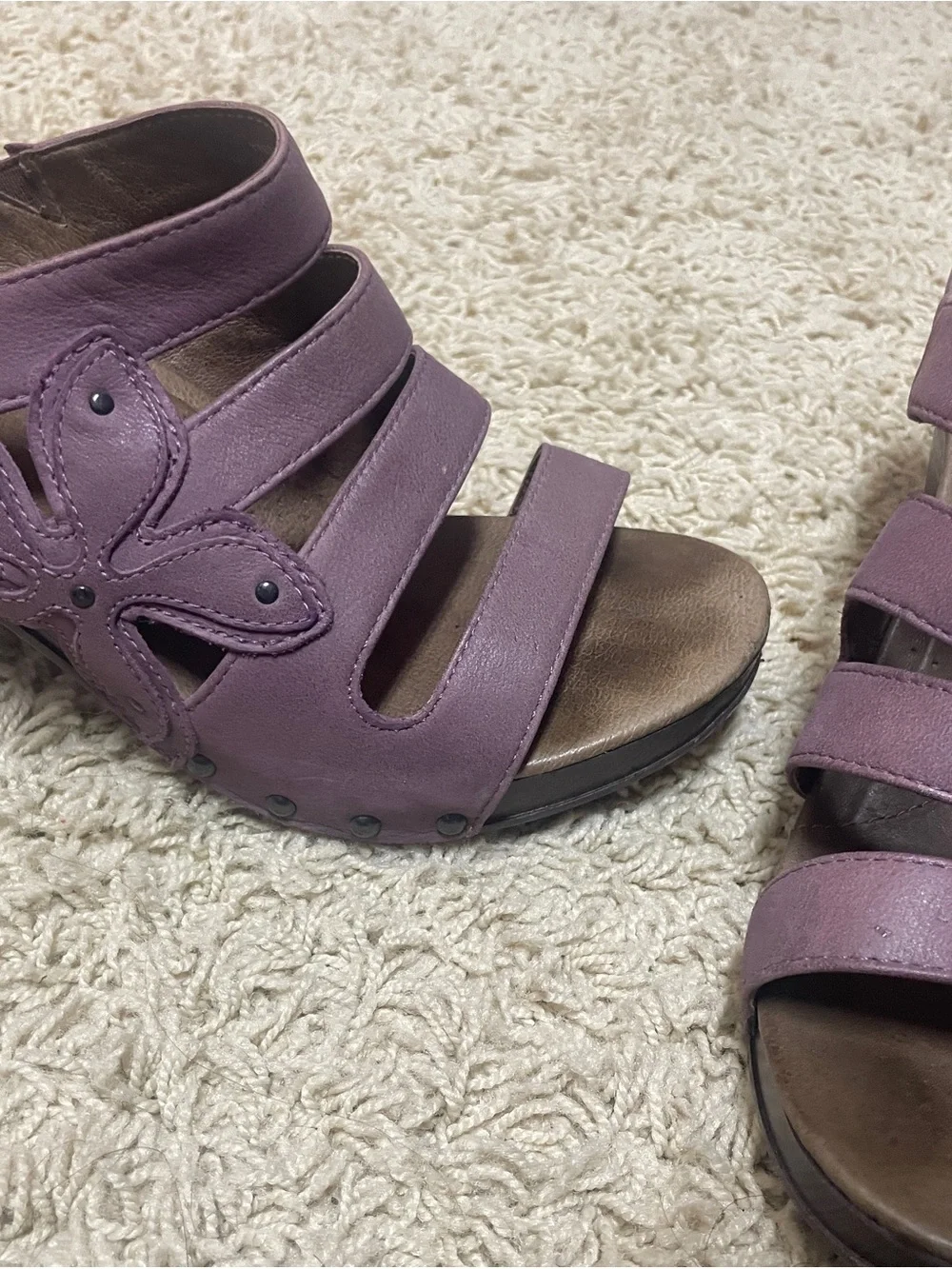 Dansko Women's Mauve Leather Multi-Strap Slide Sandals